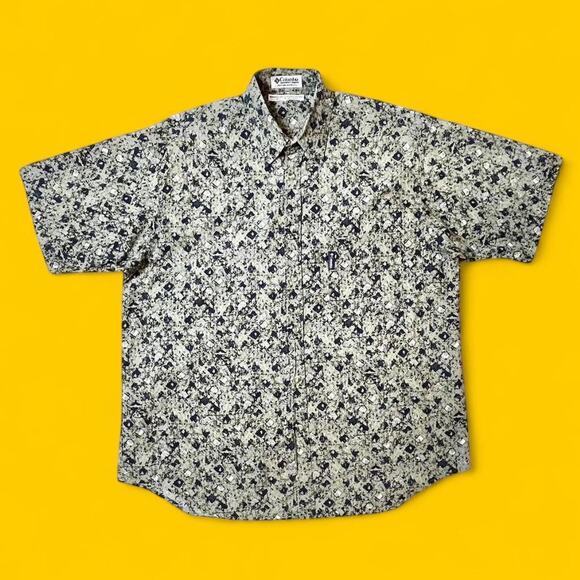 Columbia Short Sleeve Button-Up Shirt | Size L | Abstract Camo Print 100% Cotton - Picture 1 of 7